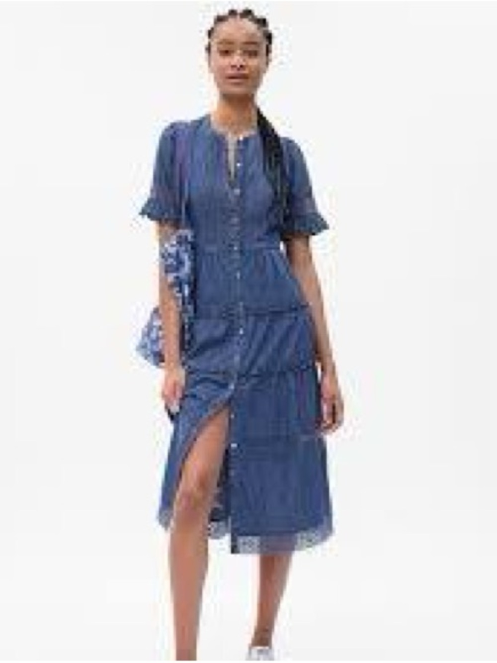 Gap x Love Shack Fancy Denim
Tiered Midi Dress Blue Ruffle Button S